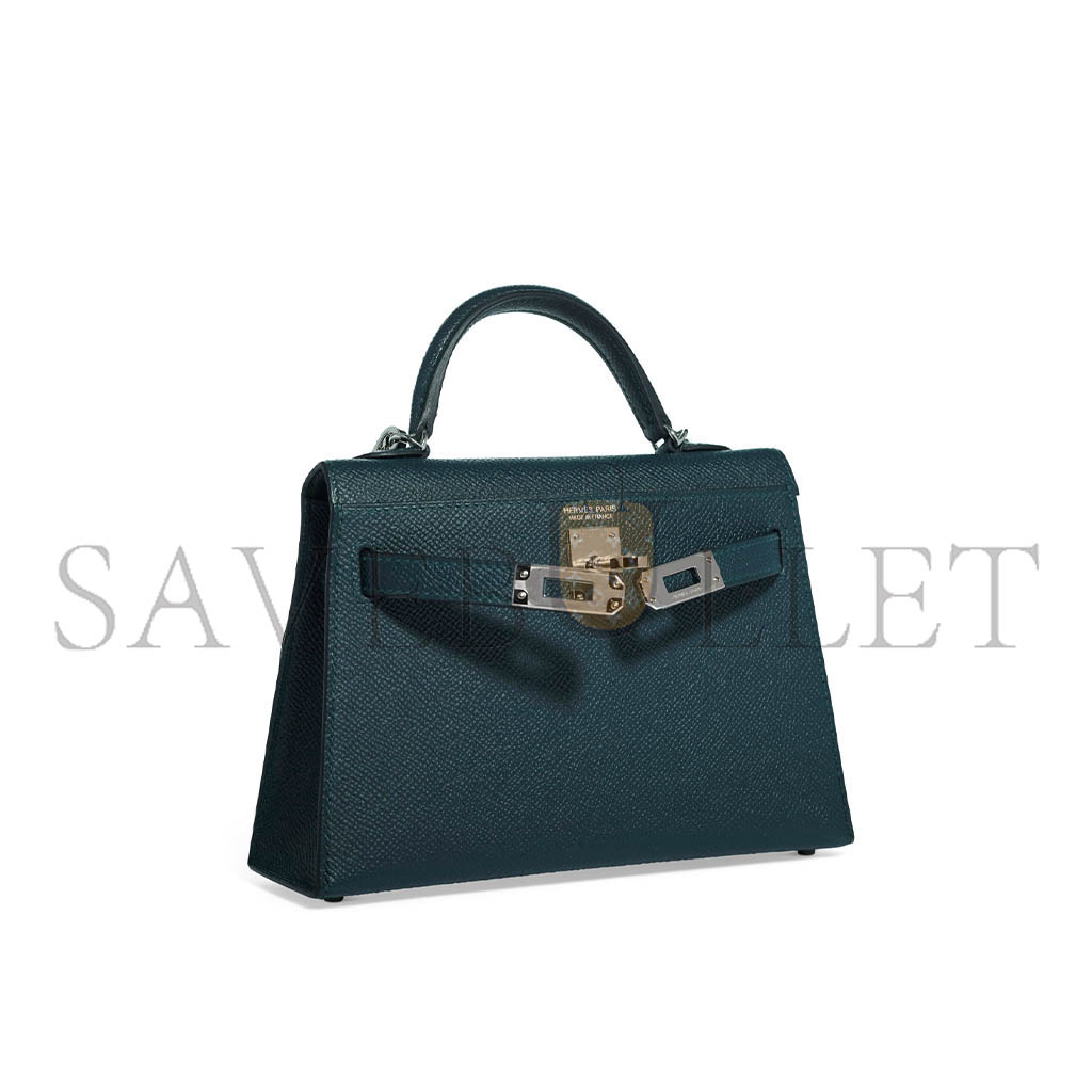 H**mes mini kelly iiepsom duck blue with palladium hardware (19*12*5.5cm)